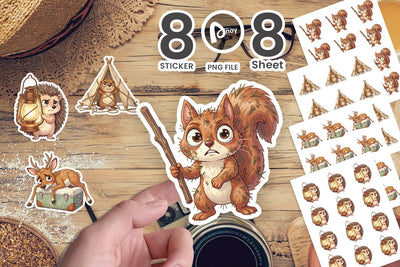 Sticker Exhausted Hiker Animal Watercolor SVG artnoy 
