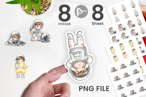 Sticker Exhausted Kid Astronaut Space Burnout Sublimation artnoy 