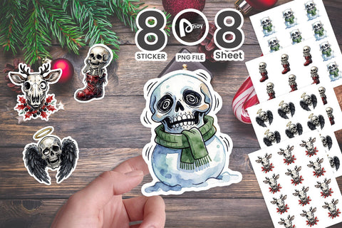 Sticker Expressive Sassy Playful Gothmas Skulls Sublimation artnoy 
