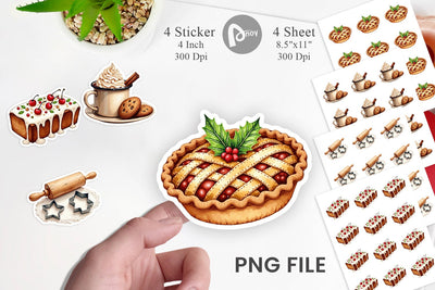 Sticker Farmhouse Christmas Kitchen Watercolor Sublimation artnoy 
