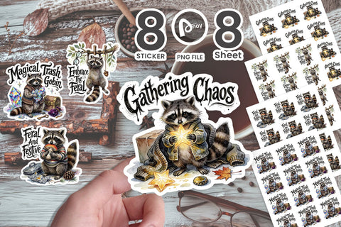 Sticker Feral Raccoon Chaotic Whimsigoth Quote Sublimation artnoy 