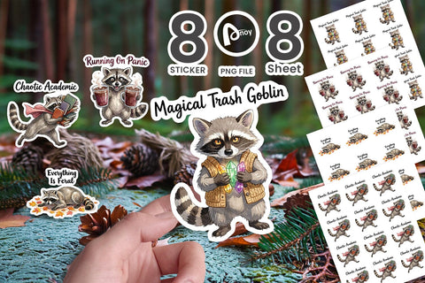 Sticker Feral Raccoon Chaotic Whimsigoth Sublimation artnoy 