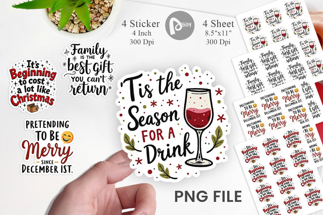 Sticker Festively Fed Up Relatable Holiday Stress Quotes Sublimation artnoy 
