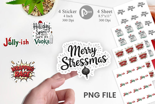 Sticker Festively Fed Up Relatable Holiday Stress Quotes Sublimation artnoy 