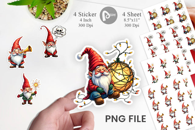Sticker Festively Jaded: Cynical Gnome Sublimation artnoy 