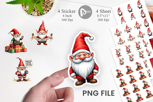 Sticker Festively Jaded: Cynical Gnome Sublimation artnoy 