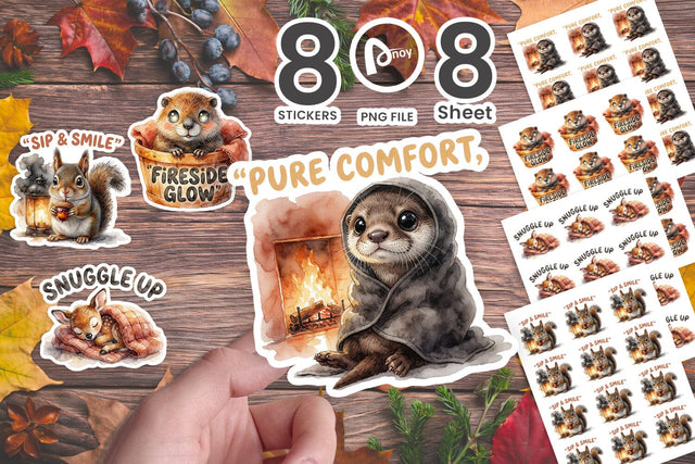 Sticker Fireside Woodland Hearthside Comforts Sublimation artnoy 