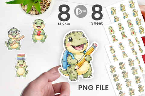 Sticker First Day School Dino Watercolor Sublimation artnoy 