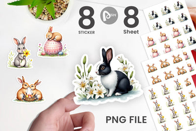 Sticker Floral Easter Bunny Sublimation artnoy 