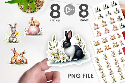 Sticker Floral Easter Bunny Sublimation artnoy 
