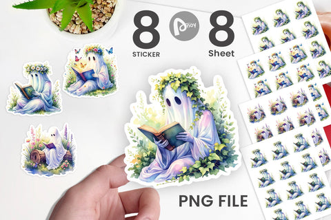Sticker Floral Garden Bookworm Ghost Sublimation artnoy 