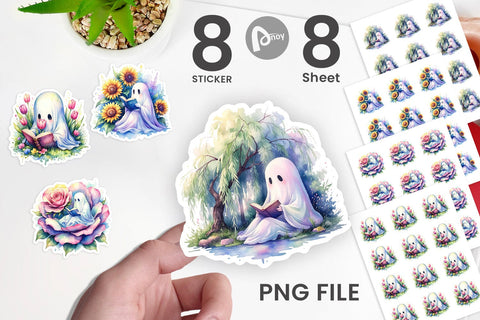 Sticker Floral Garden Bookworm Ghost Sublimation artnoy 