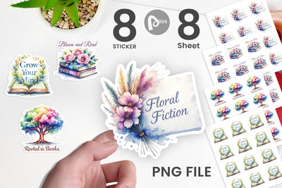 Sticker Floral Reading Quotes Sublimation artnoy 