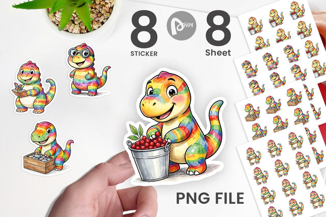 Sticker Forest Scout Dino Watercolor Sublimation artnoy 