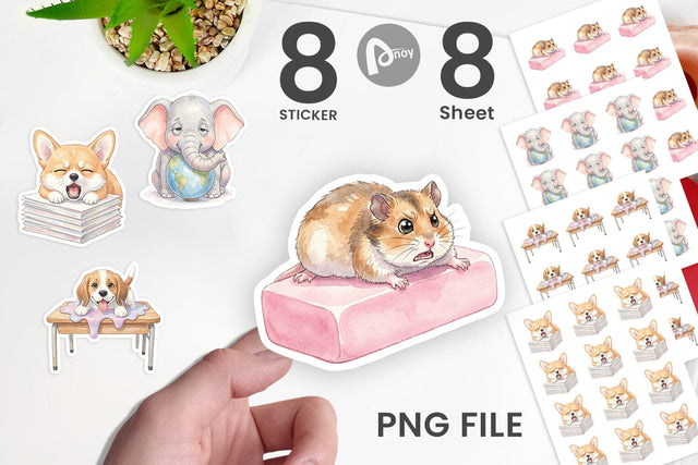 Sticker Friday Burnout Animal Watercolor Sublimation artnoy 