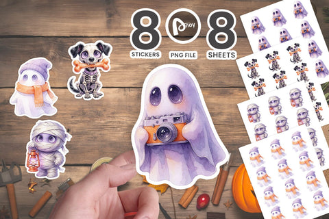 Sticker Friendly Retro Specters & Skeletons SVG artnoy 