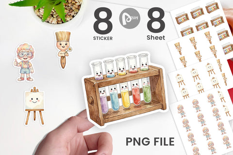 Sticker Funky Art Science Mascot Watercolor Sublimation artnoy 
