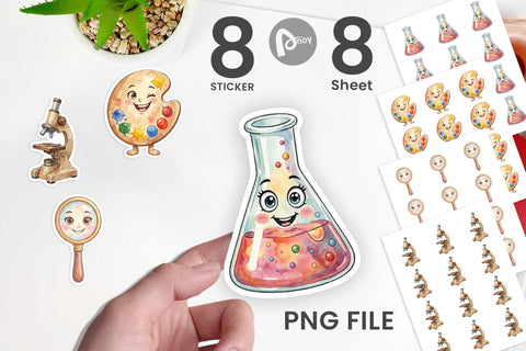 Sticker Funky Art Science Mascot Watercolor Sublimation artnoy 