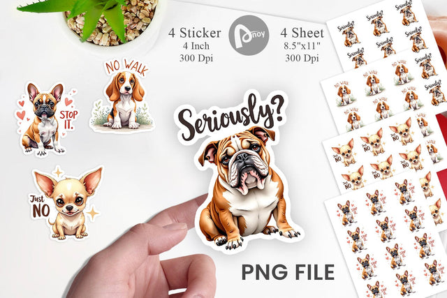 Sticker Funny Dog Watercolor Big Eye Sublimation artnoy 