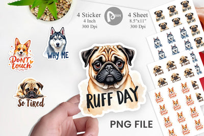 Sticker Funny Dog Watercolor Big Eye Sublimation artnoy 