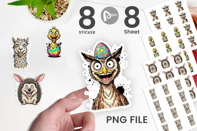 Sticker Funny Easter Animal Sketch Sublimation artnoy 