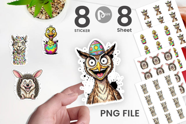 Sticker Funny Easter Animal Sketch Sublimation artnoy 