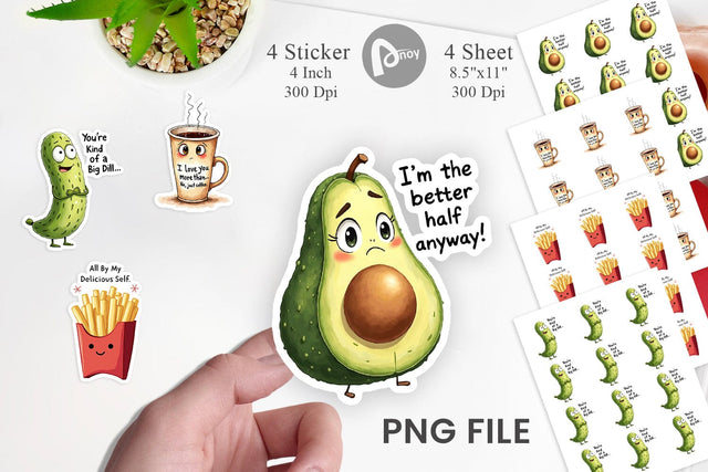 Sticker Funny Food Puns Valentine Sarcastic Love Bites Watercolor Sublimation artnoy 