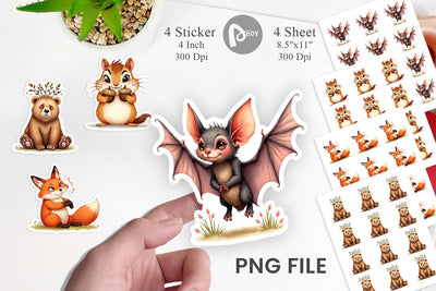 Sticker Funny Morning After Forest Animals Watercolor Sublimation artnoy 