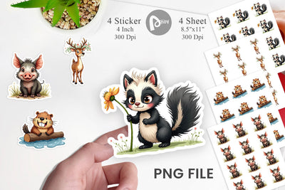 Sticker Funny Morning After Forest Animals Watercolor Sublimation artnoy 