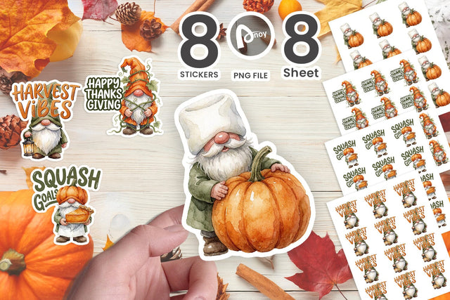 Sticker Funny Pumpkin Mishap Harvest Gnomes Sublimation artnoy 
