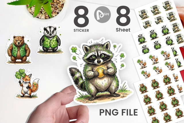 Sticker Funny St Patricks Animal Sublimation artnoy 