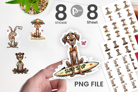 Sticker Funny Summer Quote Animals Sublimation artnoy 