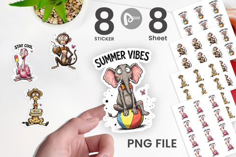 Sticker Funny Summer Quote Animals Sublimation artnoy 