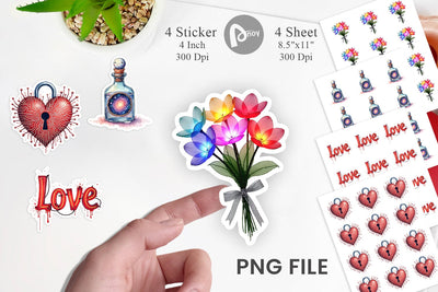 Sticker Galactic Affection Sci-Fi Love Symbols Sublimation artnoy 