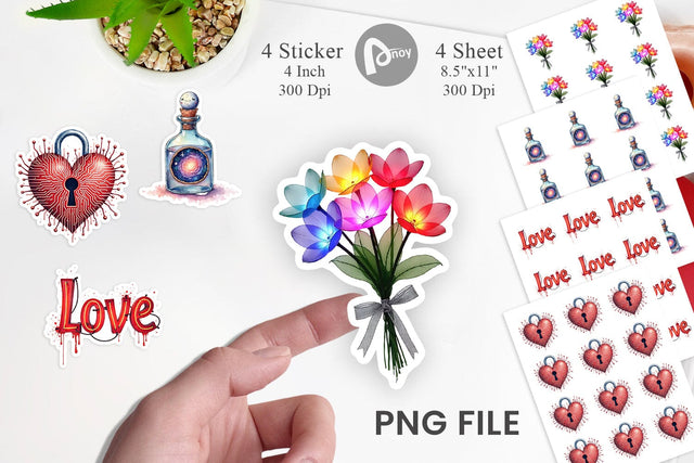 Sticker Galactic Affection Sci-Fi Love Symbols Sublimation artnoy 