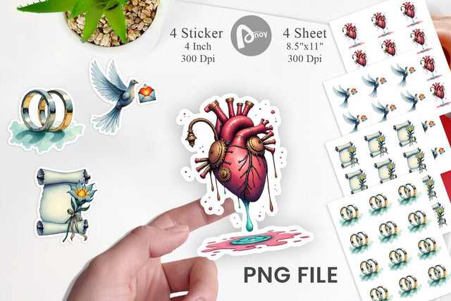 Sticker Galactic Affection Sci-Fi Love Symbols Sublimation artnoy 