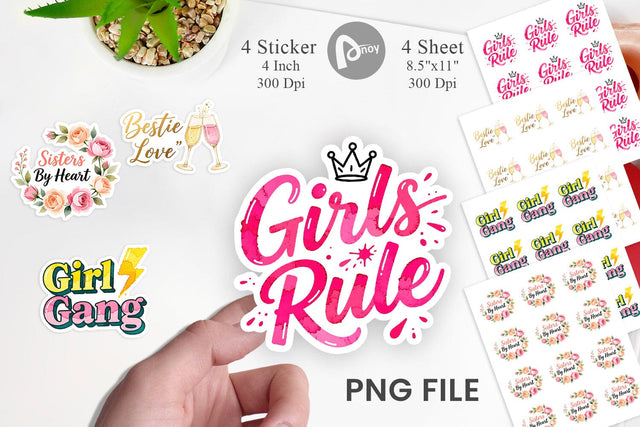 Sticker Galentine's Day Watercolor Quotes Sublimation artnoy 