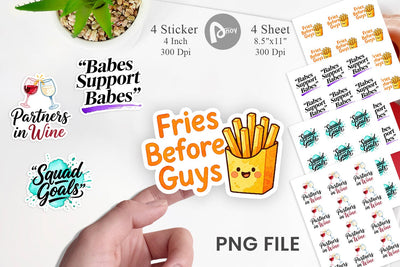 Sticker Galentine's Day Watercolor Quotes Sublimation artnoy 