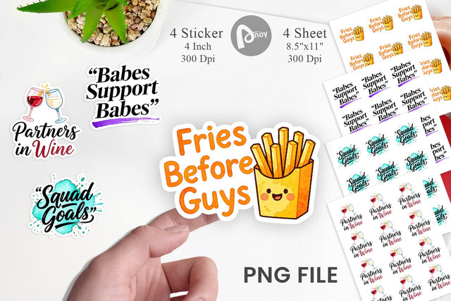 Sticker Galentine's Day Watercolor Quotes Sublimation artnoy 