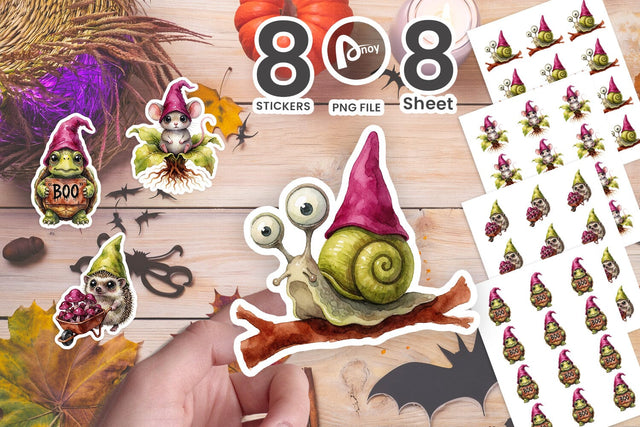 Sticker Ghoulish Garden Spooky Animal Gnomes Sublimation artnoy 