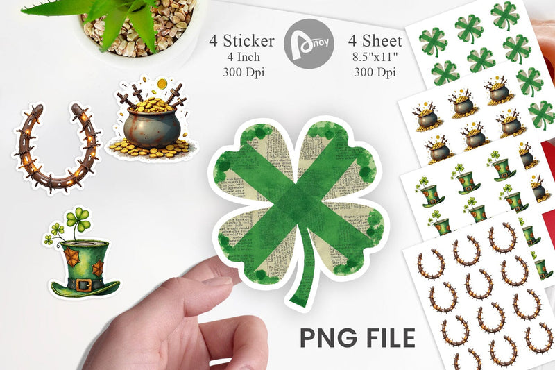 Sticker Glitch & Gold Surreal St. Patrick's Day Lucky Charms Sublimation artnoy 
