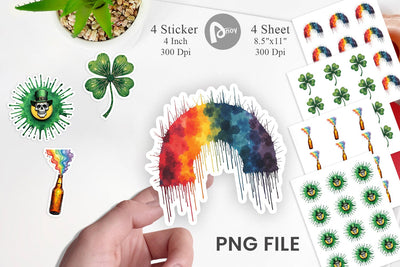 Sticker Glitch & Gold Surreal St. Patrick's Day Lucky Charms Sublimation artnoy 