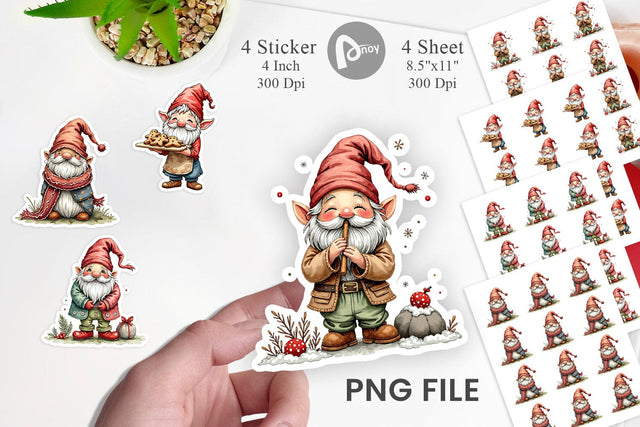 Sticker Gnome Christmas Delights Sublimation artnoy 
