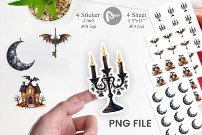 Sticker Gothic Elegance Watercolor Christmas Sublimation artnoy 