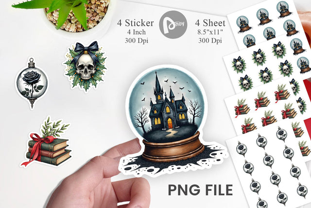 Sticker Gothic Elegance Watercolor Christmas Sublimation artnoy 