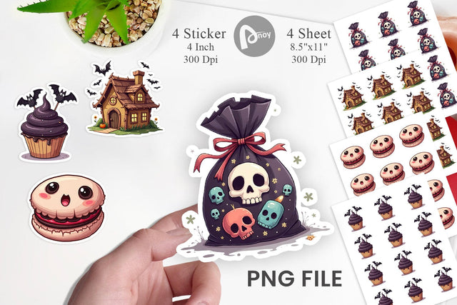 Sticker Gothic Halloween Candies and Treats Sublimation artnoy 