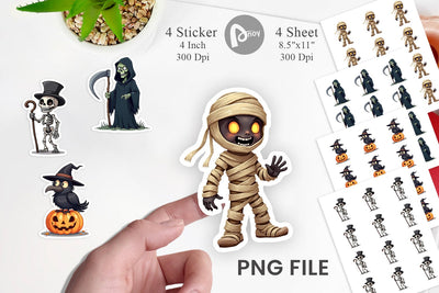 Sticker Gothic Halloween Characters Sublimation artnoy 