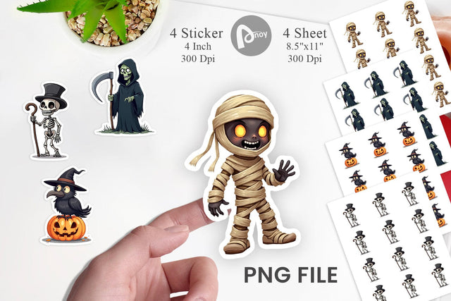 Sticker Gothic Halloween Characters Sublimation artnoy 