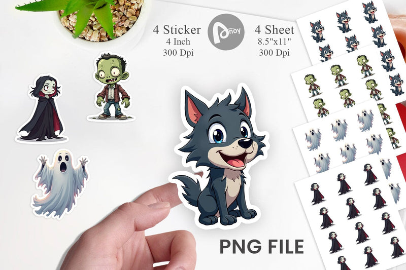 Sticker Gothic Halloween Characters Sublimation artnoy 