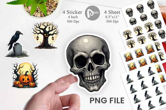 Sticker Gothic Halloween Creatures Sublimation artnoy 